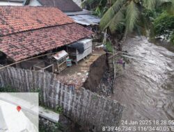 Bhabinkamtibmas Kelurahan Suryawangi Cek Dampak Luapan Air Sungai Dasan Bantek